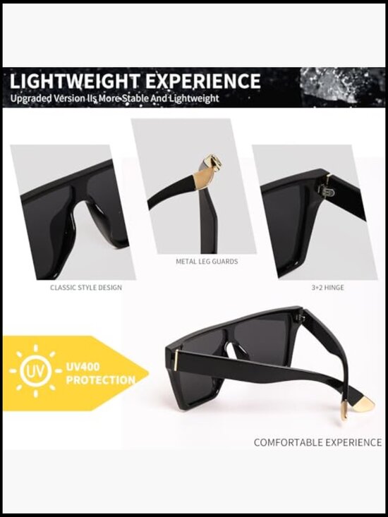 Oversized Polarized Sunglasses with Polycarbonate Lenses and Plastic Frame main image 6